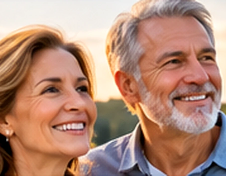 Smiling middle-aged adults enjoying time outdoors